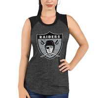 Women's Majestic Threads Black Las Vegas Raiders Retro Tri-Blend Raglan Muscle Tank Top