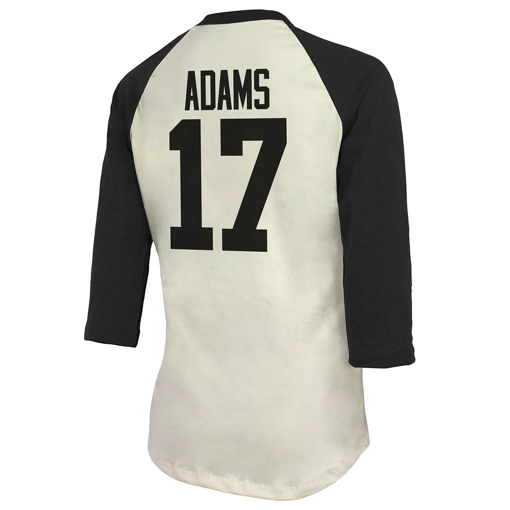 Women's Majestic Threads Davante Adams Cream/Black Las Vegas Raiders Player Raglan Name & Number Fitted 3/4-Sleeve T-Shirt