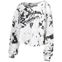 Majestic Threads Women's Majestic Threads Josh Jacobs White Las Vegas  Raiders Off-Shoulder Tie-Dye Name & Number Long Sleeve V-Neck Crop-Top T- Shirt