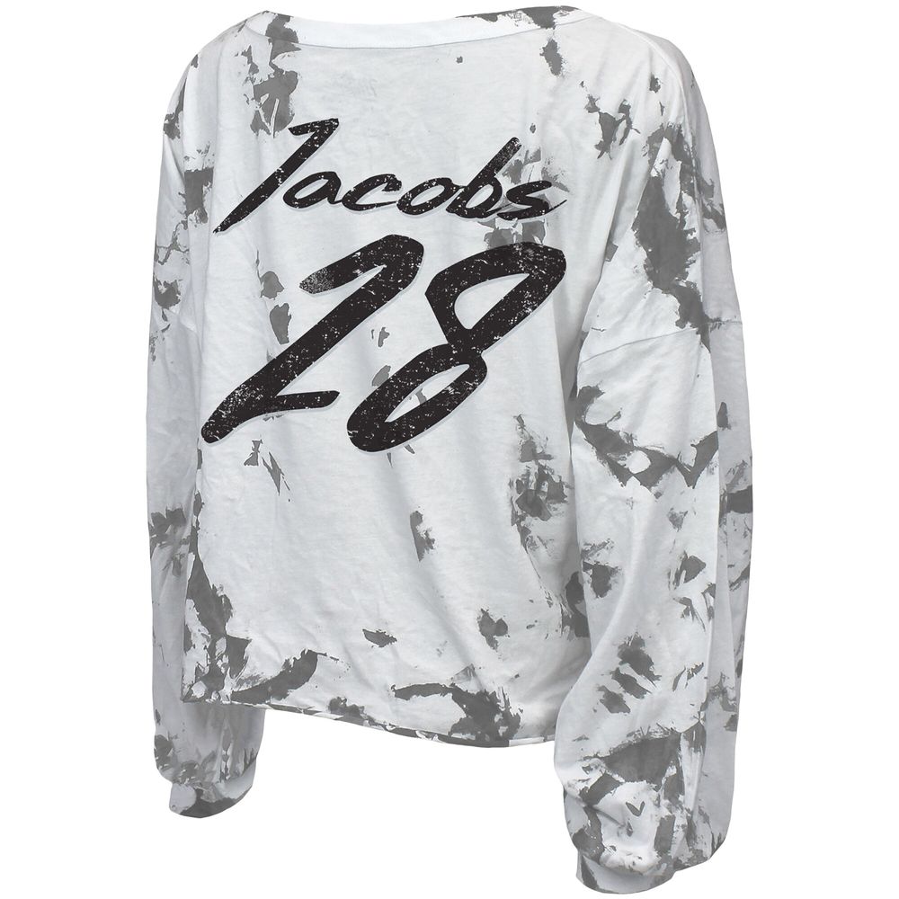 Josh Jacobs Las Vegas Raiders Majestic Threads Women's Drip-Dye Player Name  & Number Tri-Blend Crop T-Shirt - Black/White