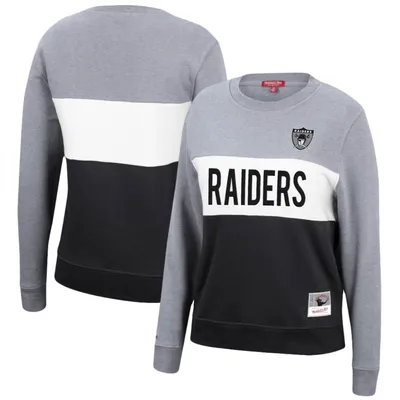 Women's Mitchell & Ness Silver/Black Las Vegas Raiders Big Face Pullover  Sweatshirt