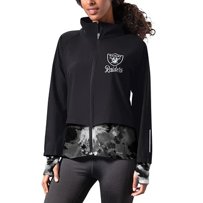 Women's MSX by Michael Strahan Black Las Vegas Raiders Grace Raglan Full-Zip Running Jacket