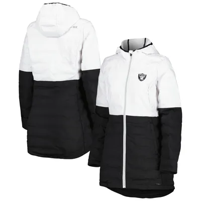 Las Vegas Raiders MSX by Michael Strahan Women's Willow Quilted Hoodie Full-Zip Jacket - White/Black