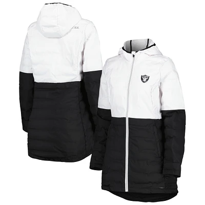 Women's MSX by Michael Strahan White/Black Las Vegas Raiders Willow Quilted Hoodie Full-Zip Jacket