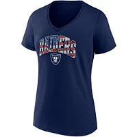 T-shirt à col en V pour femme avec logo de l'équipe des Las Vegas Raiders