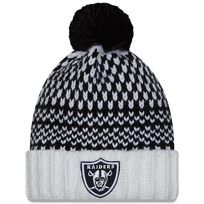 Women's New Era  Black/White Las Vegas Raiders 2023 NFL Crucial Catch Cuffed Pom Knit Hat