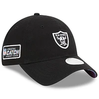 Casquette réglable New Era noire Las Vegas Raiders 2023 NFL Crucial Catch 9TWENTY pour femme