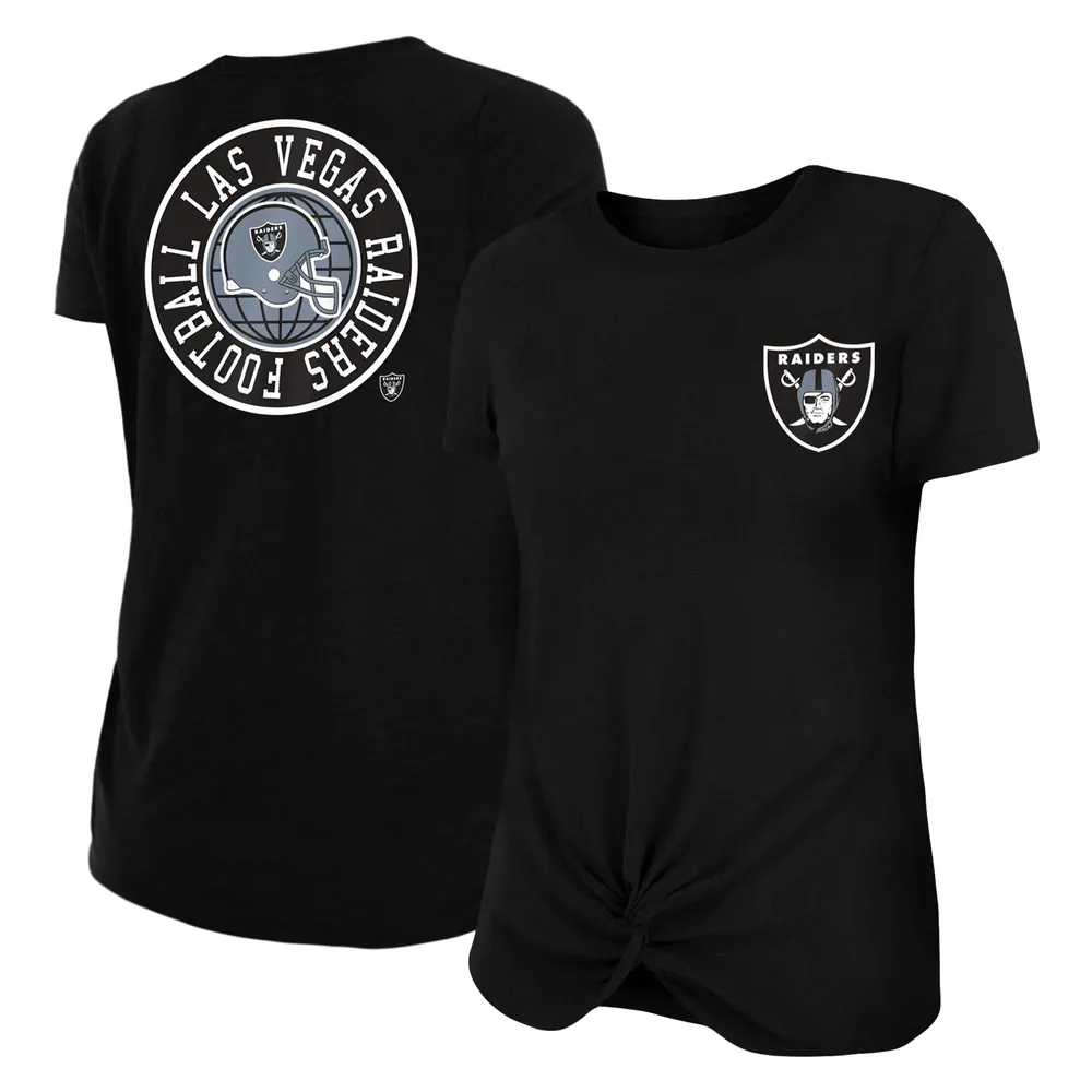 Las Vegas Raiders New Era Women's Athletic Slub Front Knot T-Shirt - Black