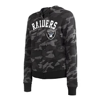 Sweat à capuche zippé noir Las Vegas Raiders New Era pour femme