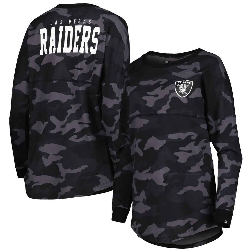 T-shirt à manches longues camouflage Las Vegas Raiders New Era noir pour femme