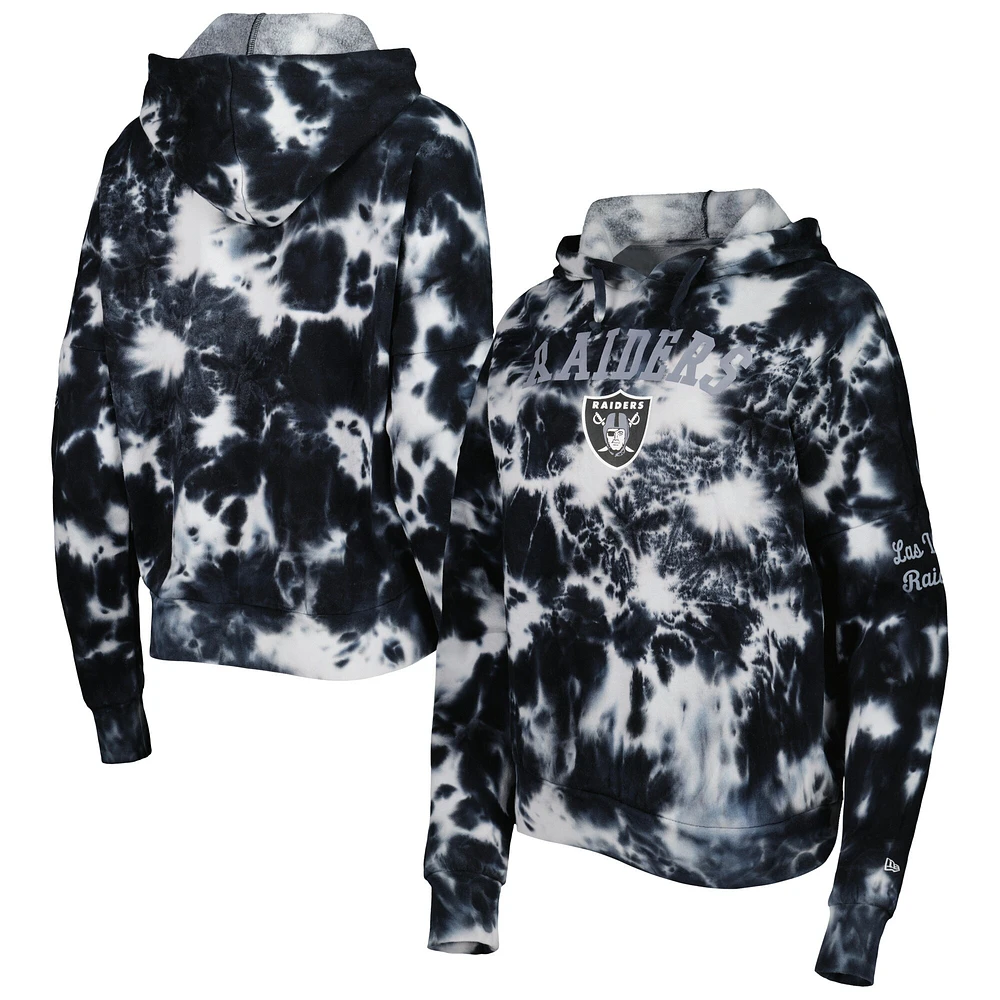 Women's New Era Black Las Vegas Raiders Cloud Dye Fleece Pullover Hoodie