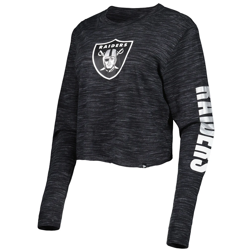 Women's New Era Black Las Vegas Raiders Crop Long Sleeve T-Shirt