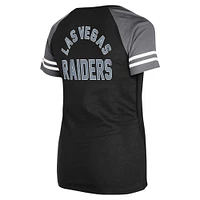 T-shirt raglan à lacets noir Las Vegas Raiders New Era pour femme