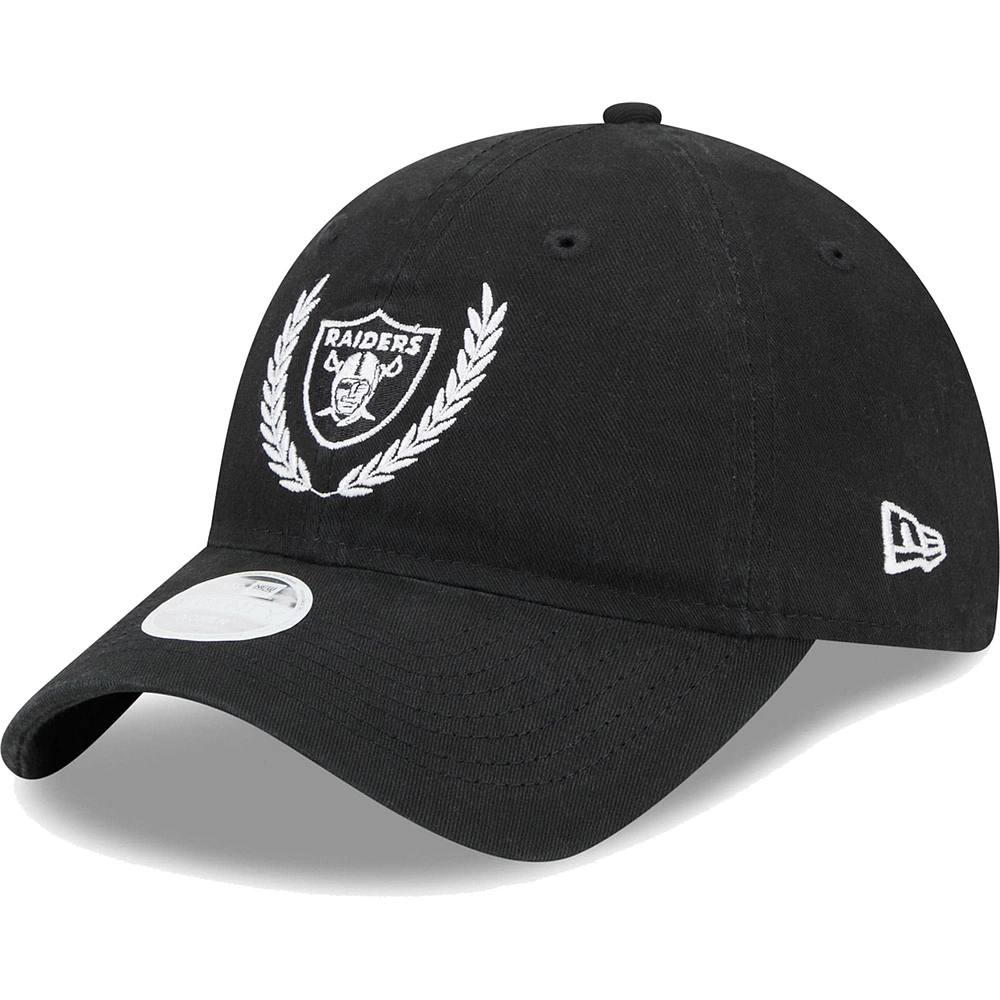 Casquette réglable New Era Las Vegas Raiders Leaves 9TWENTY noire pour femme