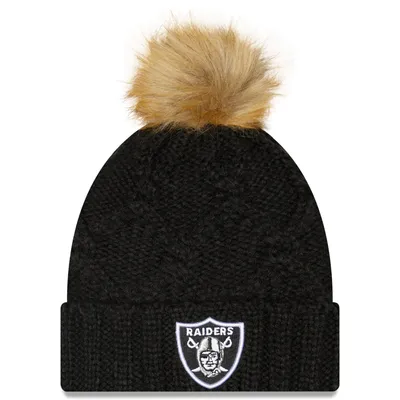 Las Vegas Raiders New Era Women's Luxe Cuffed Knit Hat with Pom - Black