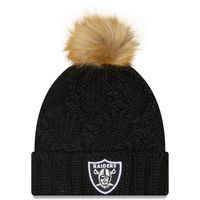 Women's New Era Black Las Vegas Raiders Luxe - Cuffed Knit Hat with Pom