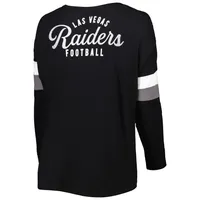 T-shirt à manches longues col en V athlétique et des Las Vegas Raiders de New Era pour femme, noir