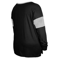 Women's New Era Black Las Vegas Raiders Plus Lace-Up Notch Neck Long Sleeve T-Shirt