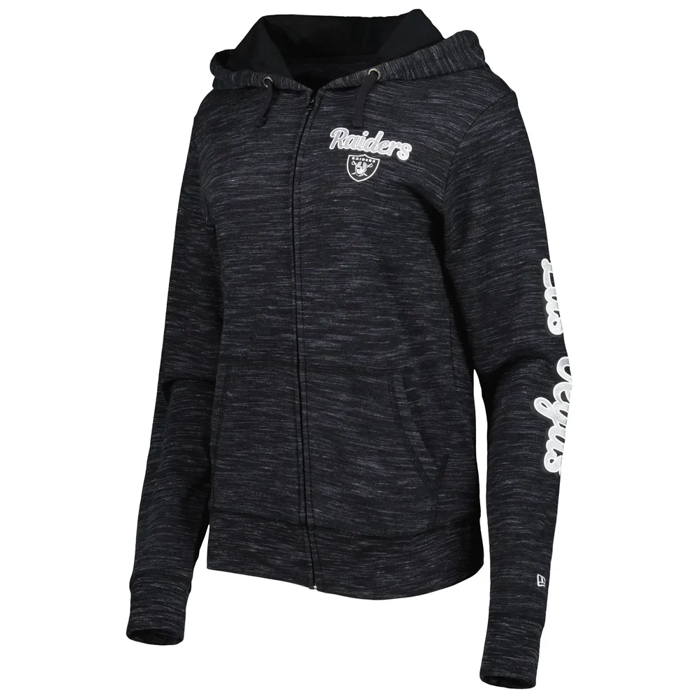 Sweat à capuche entièrement zippé noir Las Vegas Raiders Reverse New Era pour femme