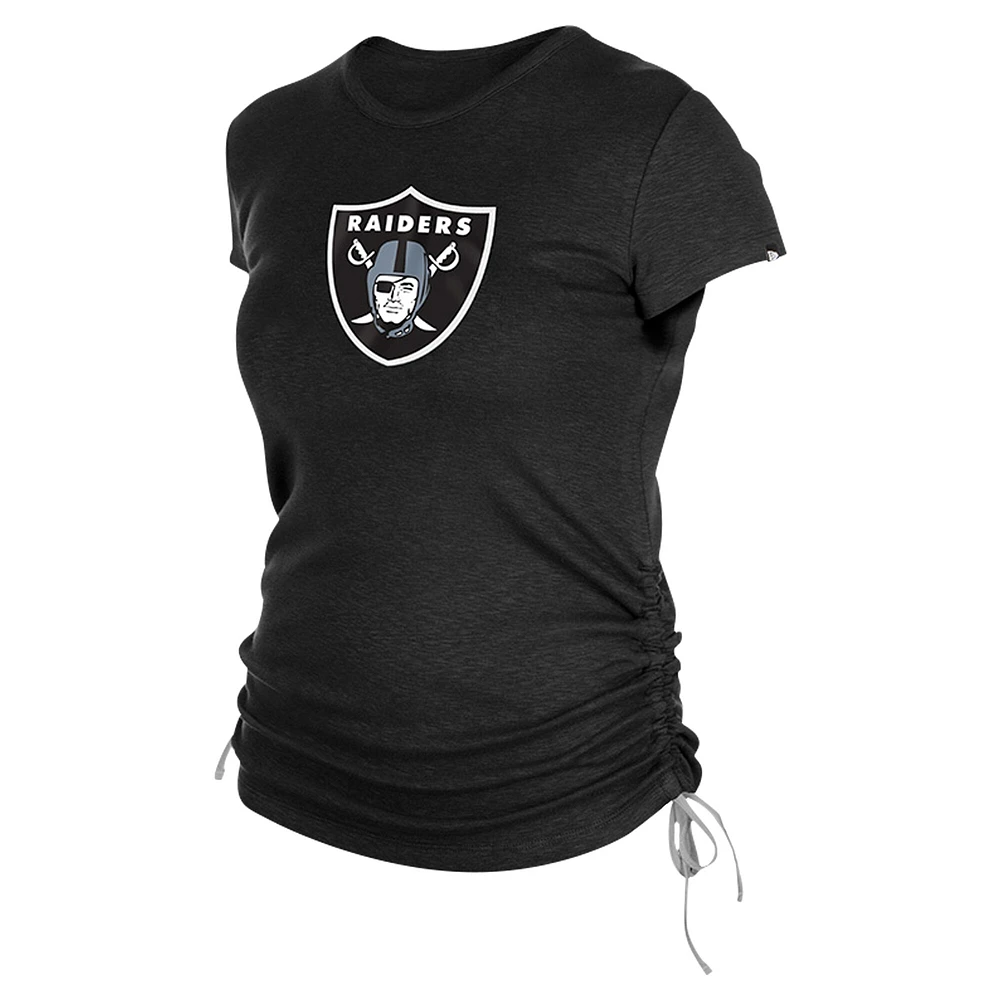 T-shirt froncé sur le côté des Las Vegas Raiders New Era pour femme noir