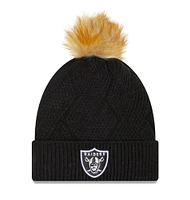 Women's New Era Black Las Vegas Raiders Snowy Cuffed Knit Hat with Pom