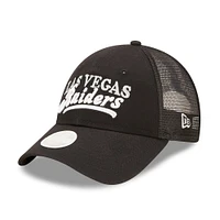 Women's New Era   Black Las Vegas Raiders Team Trucker 9FORTY Snapback Hat