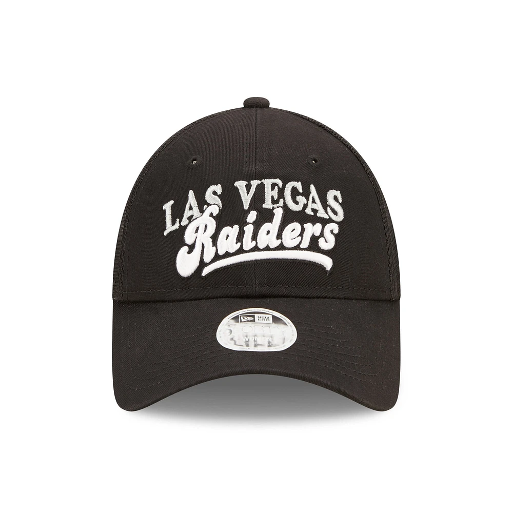 Women's New Era   Black Las Vegas Raiders Team Trucker 9FORTY Snapback Hat