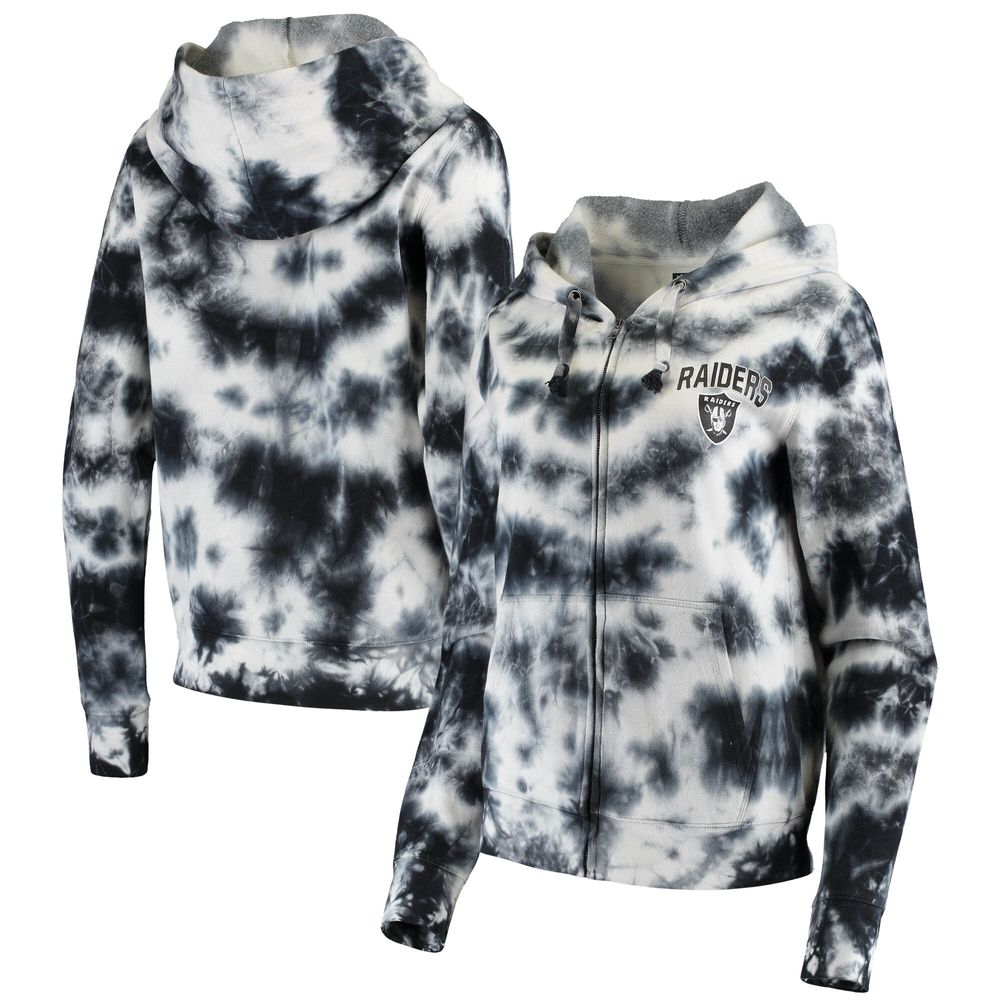 Women's New Era Black Las Vegas Raiders Tie Dye Fleece Full-Zip Hoodie