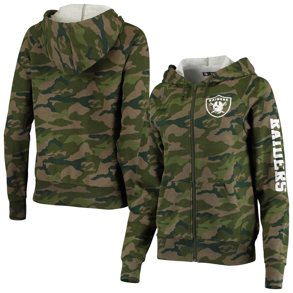 Women's New Era Camo Las Vegas Raiders Raglan Full-Zip Hoodie