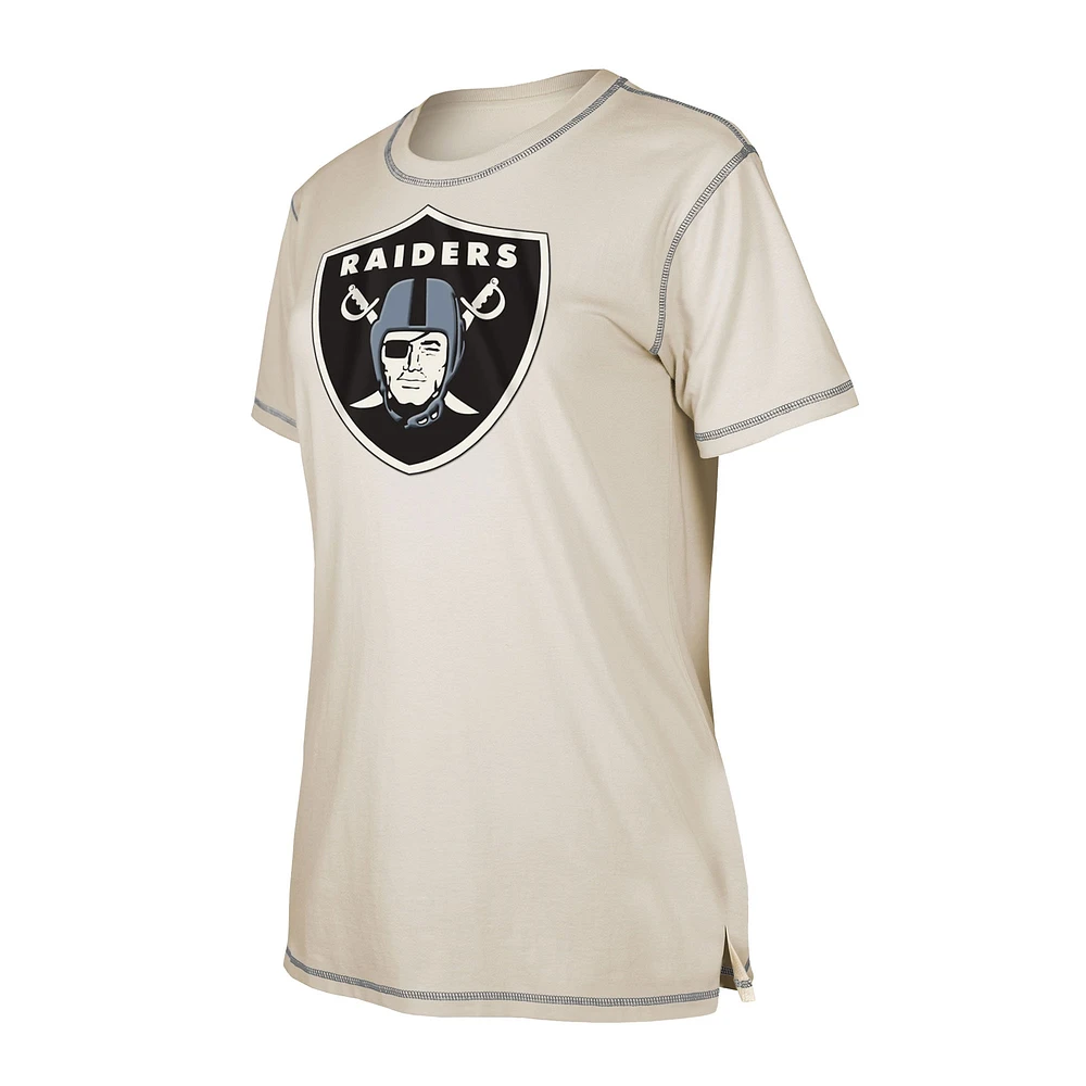 T-shirt fendu New Era Las Vegas Raiders crème pour femme