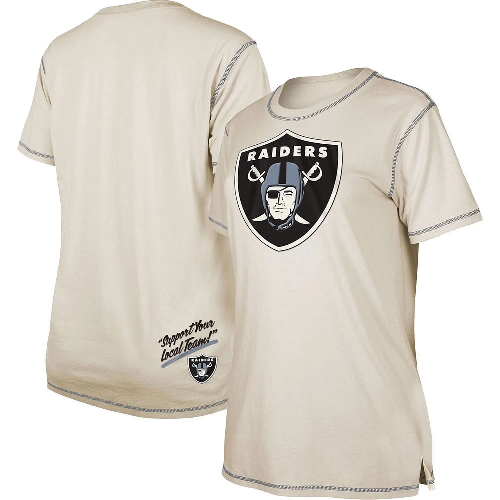 T-shirt fendu New Era Las Vegas Raiders crème pour femme