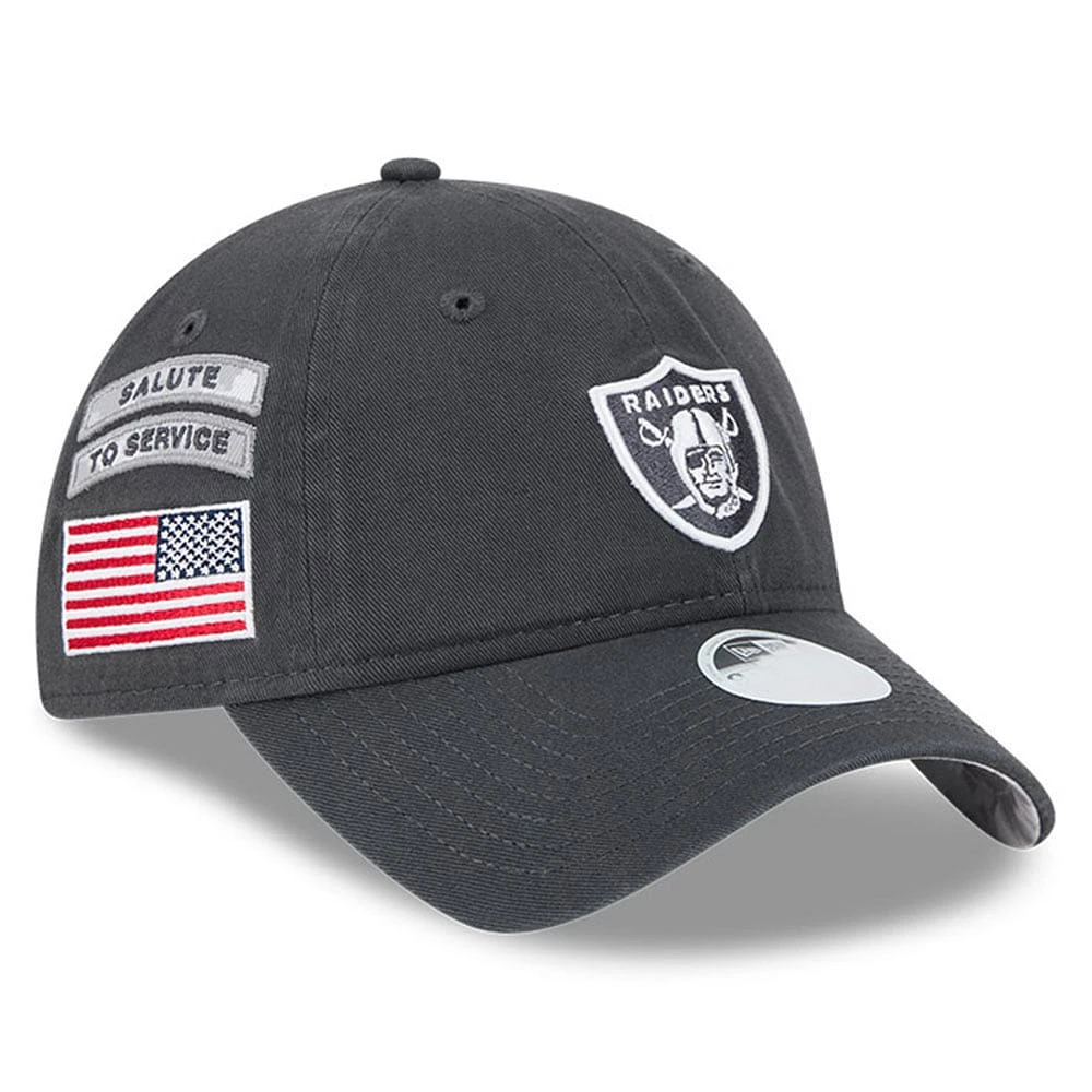 Women's New Era Graphite Las Vegas Raiders 2024 Salute To Service 9TWENTY Adjustable Hat