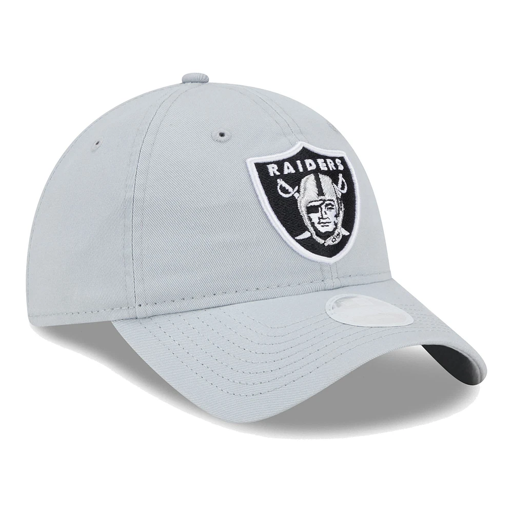 Women's New Era Gray Las Vegas Raiders Main Core Classic 2.0 9TWENTY Adjustable Hat