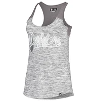 Women's New Era Silver/Black Las Vegas Raiders Space Dye Racerback Scoop Neck Tank Top