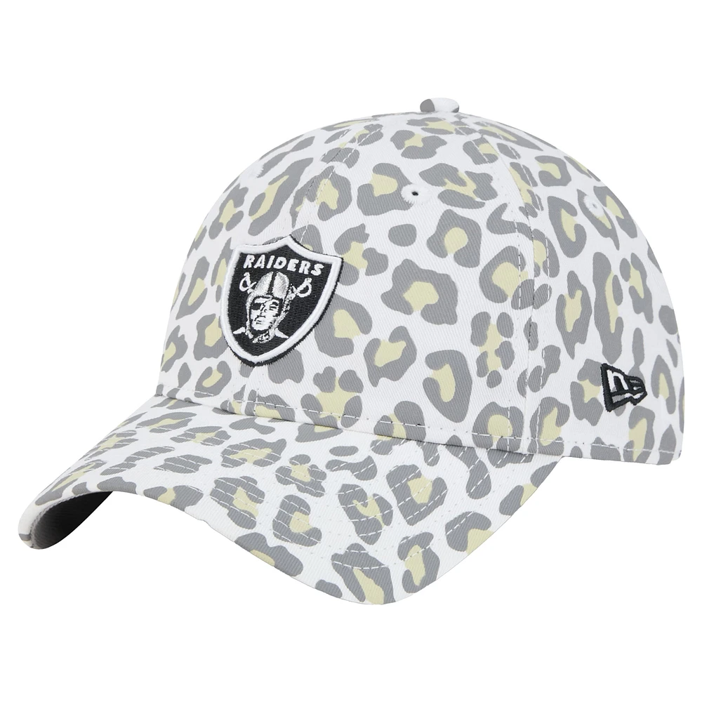 Women's New Era White Las Vegas Raiders Active Leopard 9TWENTY Adjustable Hat