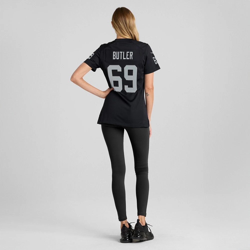 Maillot de match Nike Adam Butler noir des Las Vegas Raiders pour femme