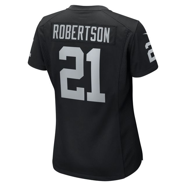 Maillot de match l'équipe Nike Amik Robertson pour femmes, noir, Las Vegas Raiders