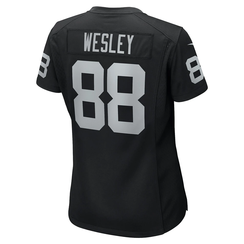 Maillot de jeu d'équipe Nike Antoine Wesley noir Las Vegas Raiders pour femme