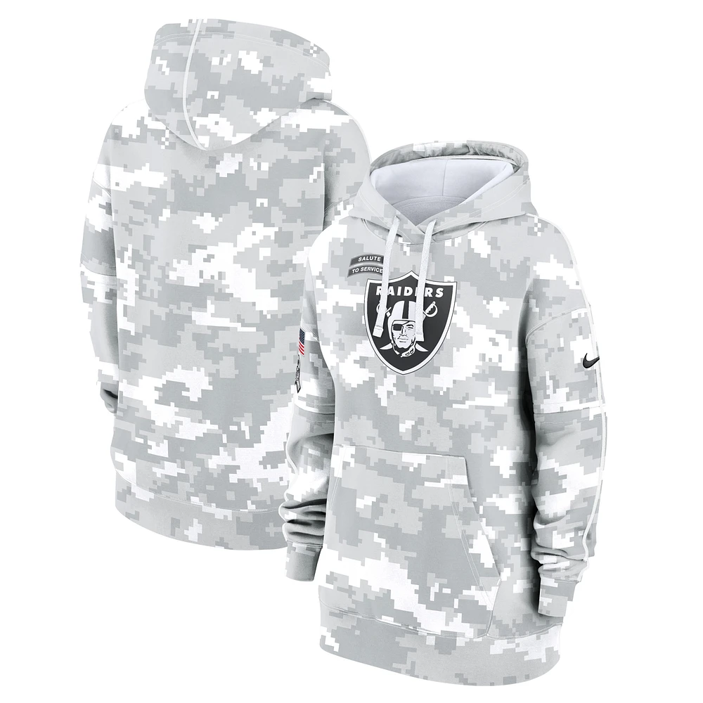 Sweat à capuche surdimensionné en polaire Nike Arctic Camo Las Vegas Raiders 2024 Salute To Service Club pour femme