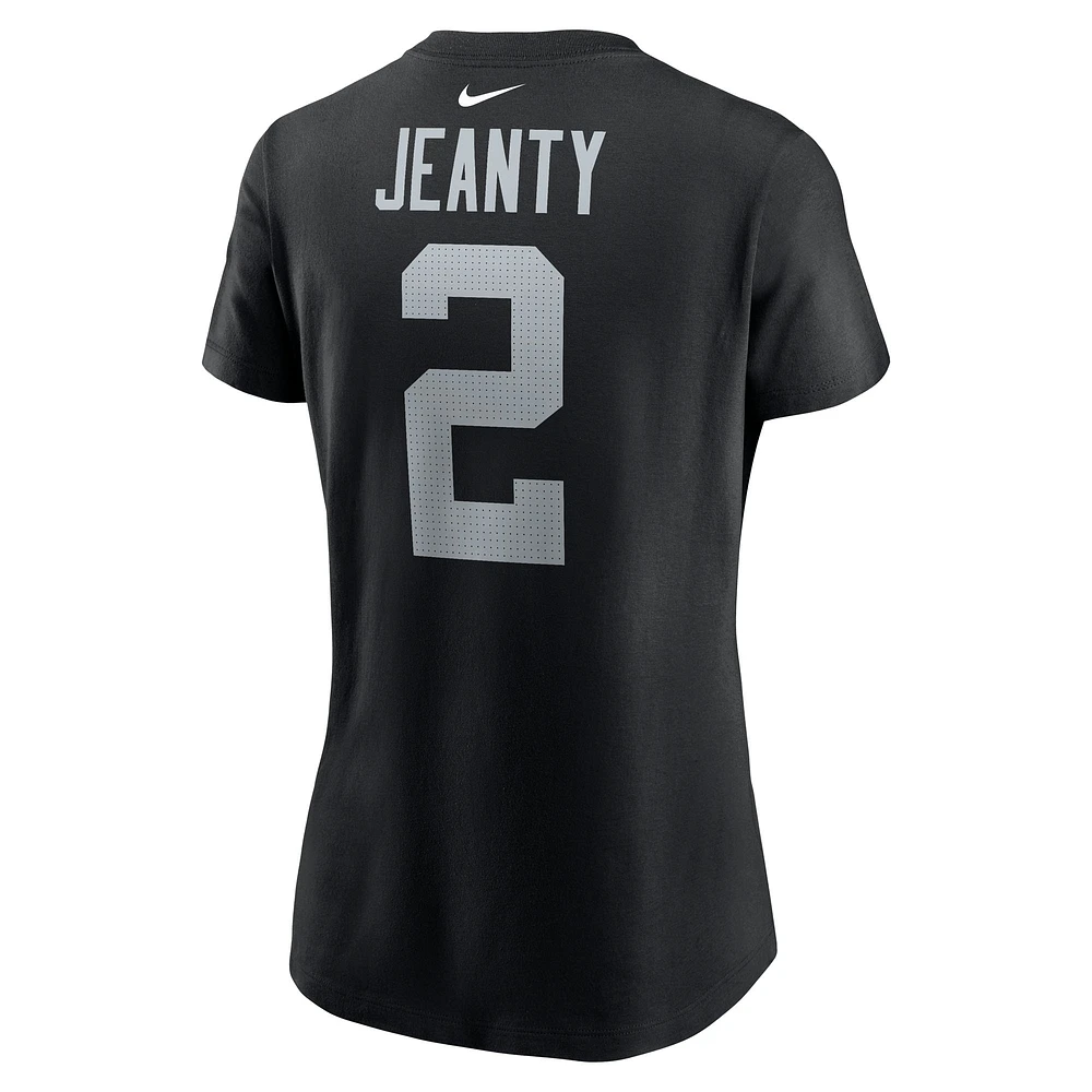 Women's Nike Ashton Jeanty Black Las Vegas Raiders 2025 NFL Draft First Round Pick Name & Number T-Shirt