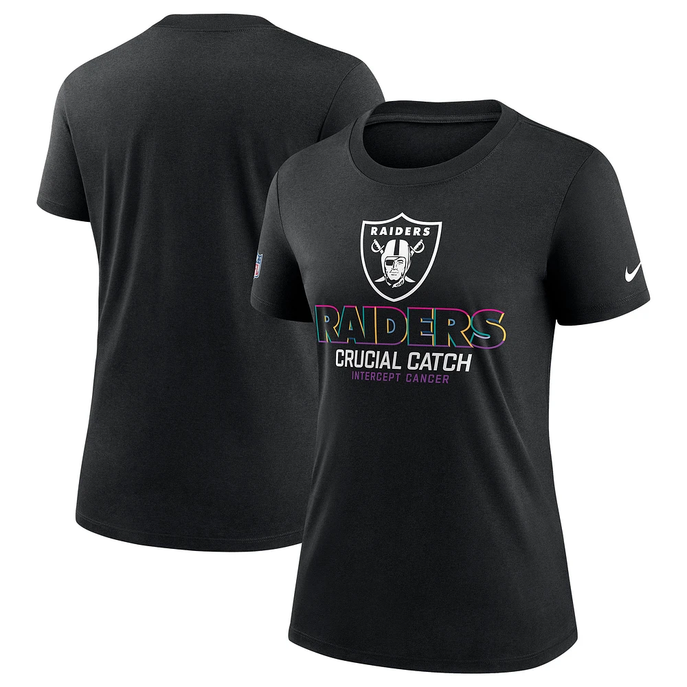 T-shirt Nike noir Las Vegas Raiders 2024 NFL Crucial Catch Tri-Blend pour femme