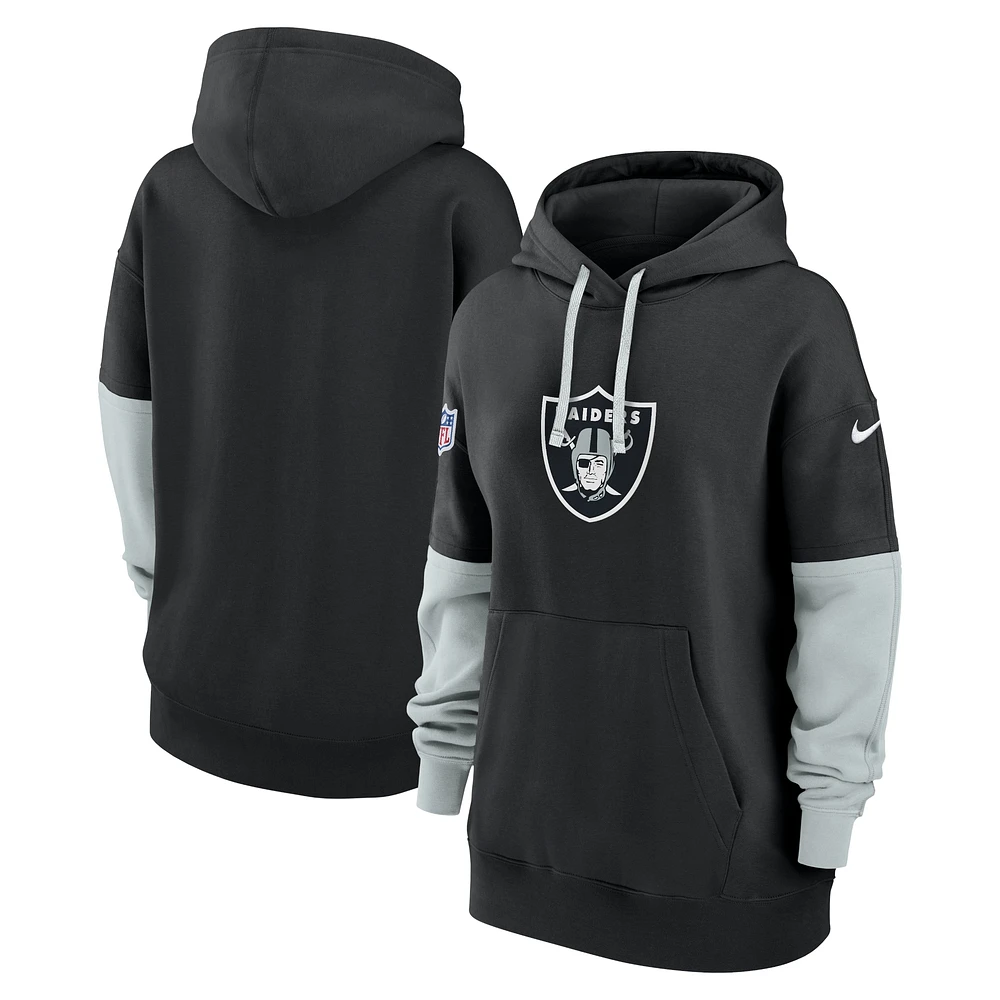 Sweat à capuche en polaire Nike noir Las Vegas Raiders 2024 Sideline Essential pour femme