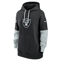 Sweat à capuche en polaire Nike noir Las Vegas Raiders 2024 Sideline Essential pour femme