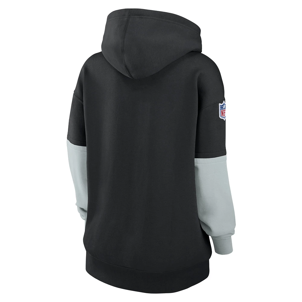 Sweat à capuche en polaire Nike noir Las Vegas Raiders 2024 Sideline Essential pour femme