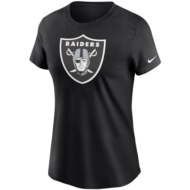 T-shirt essentiel avec logo des Las Vegas Raiders Nike noir pour femme