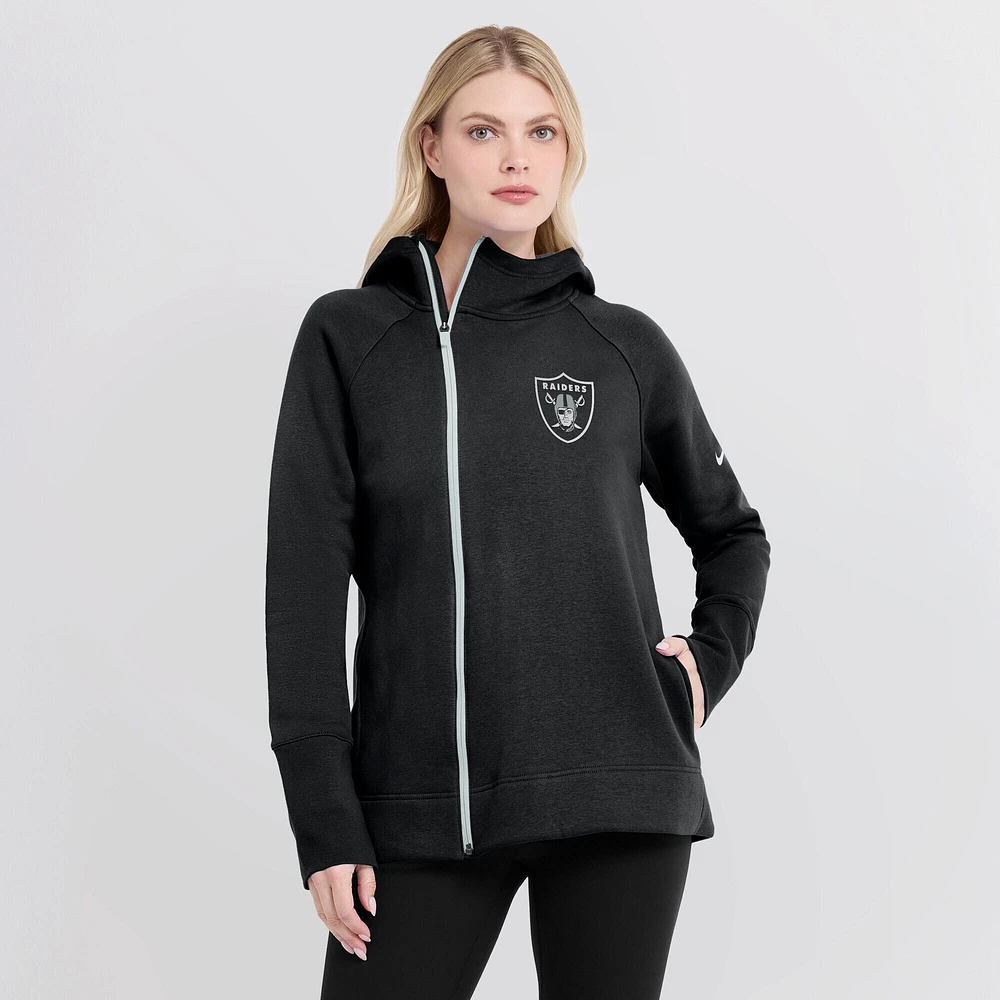 Women's Nike Black Las Vegas Raiders Primetime Raglan Sleeve Full-Zip Hoodie