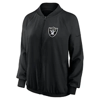 Veste zippée entièrement Nike noire pour femme Las Vegas Raiders Raglan