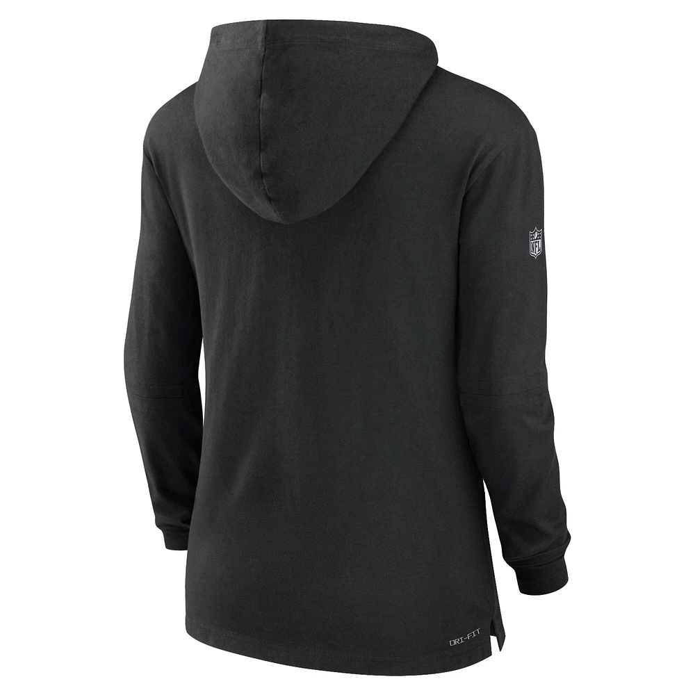 T-shirt à capuche manches longues Nike Las Vegas Raiders Sideline Performance pour femme, noir