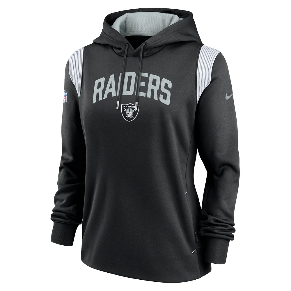 Women's Nike Black Las Vegas Raiders Sideline Stack Performance Pullover Hoodie