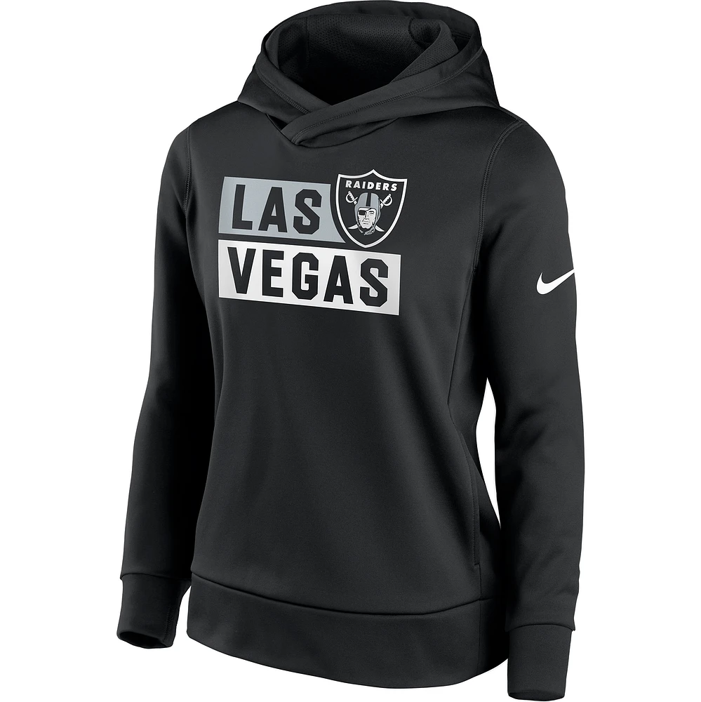 Sweat à capuche Stacked Performance des Las Vegas Raiders de Nike pour femme, noir